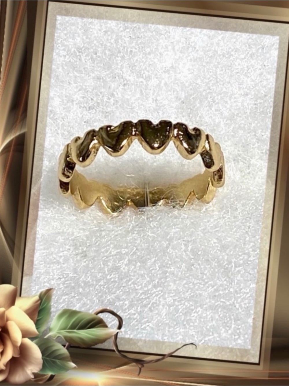 Ring Classic Heart Wave Gold Band - Women Jewelry
